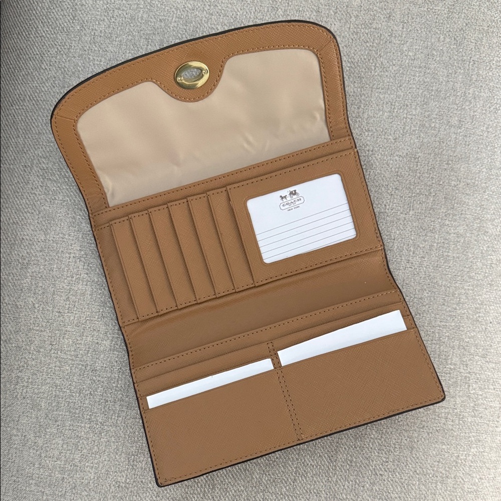 Coach Tan Folded Leather Wallet Organizer
